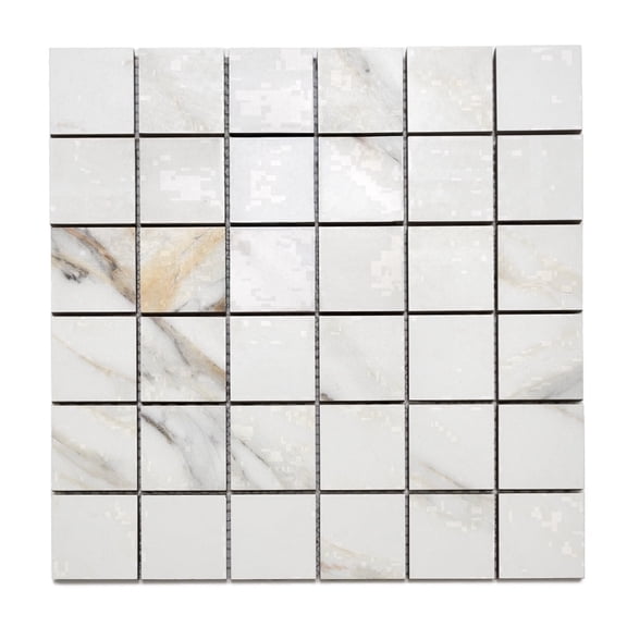 The Tile Life Monarch Oro Borghini 4" x 4" Calacatta Gold Matte Porcelain Mosaic Tile Sample, 1 Piece