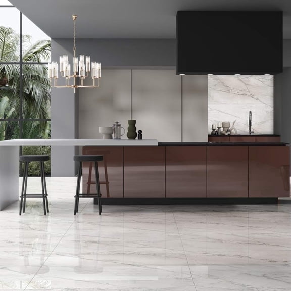 The Tile Life Monarch 4" x 4" Azul Polished Porcelain Tile Sample, 1 Piece