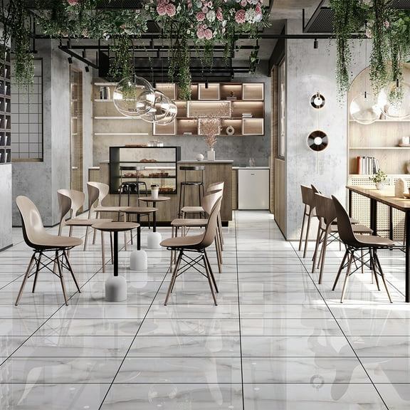 The Tile Life Monarch Bianco Polished Porcelain Floor & Wall Tile, 4 x 4 in, 1-Piece Sample