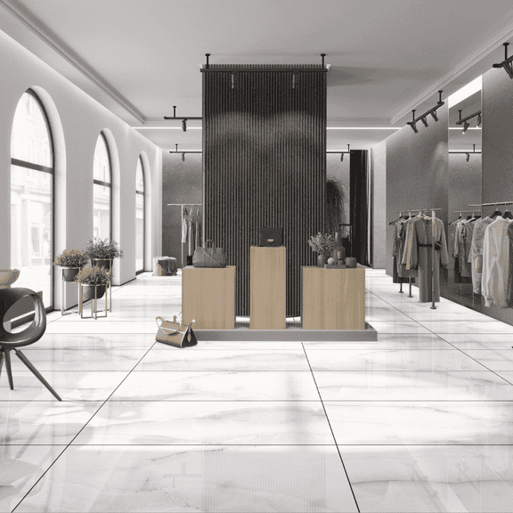 The Tile Life Monarch Bianco Polished Porcelain Floor & Wall Tile, 4 x 4 in, 1-Piece Sample