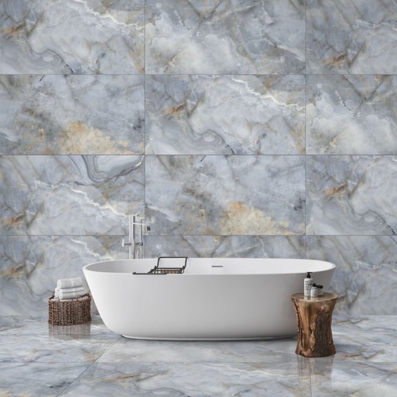 The Tile Life Nova Azul Polished Porcelain Floor & Wall Tile, 4 x 4 in, 1-Piece Sample