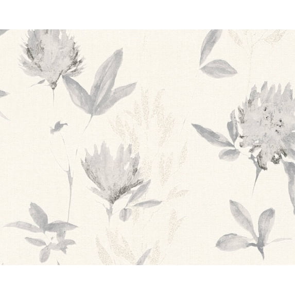 Sample for display purpose only.Concord Wallcoverings Textured Wallpaper Floral Modern Featuring Random Leaves, Cream Grey White, 7 In x 10 In, 344981