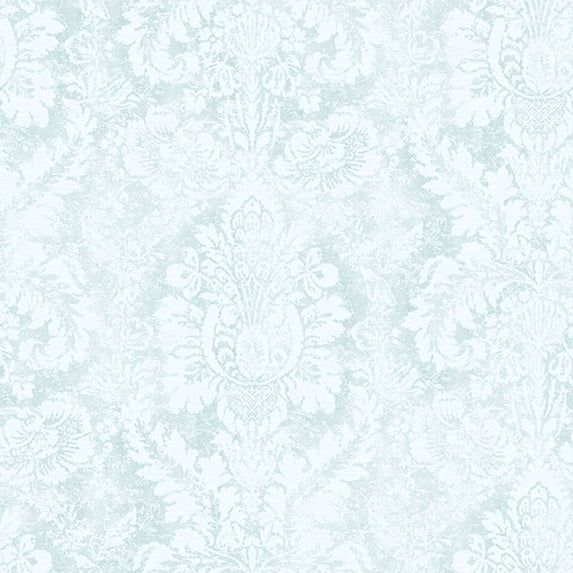 Sample for Display Purpose Only. Concord Wallcoverings Textured Wallpaper damask Featuring ornaments, blue, 7 In x 10 In, AB42420