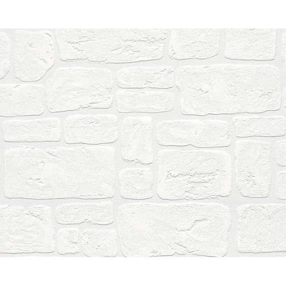 Sample for display purpose only.Concord Wallcoverings Textured Wallpaper Faux Cottage Featuring Bricks Wall, White, 7 In x 10 In, 204042
