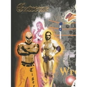 Sample for display purpose only.Concord Wallcoverings Textured Wallpaper Vintage Wrestler Images, Black Orange Green, 7 In x 10 In, 704719