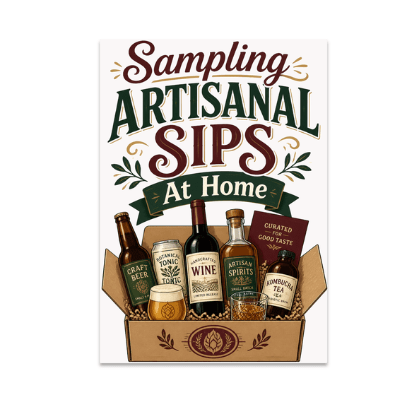 Sampling Artisanal Sips At Home Poster Print - Beverage Subscription Enthusiast - 13x19 Poster Print
