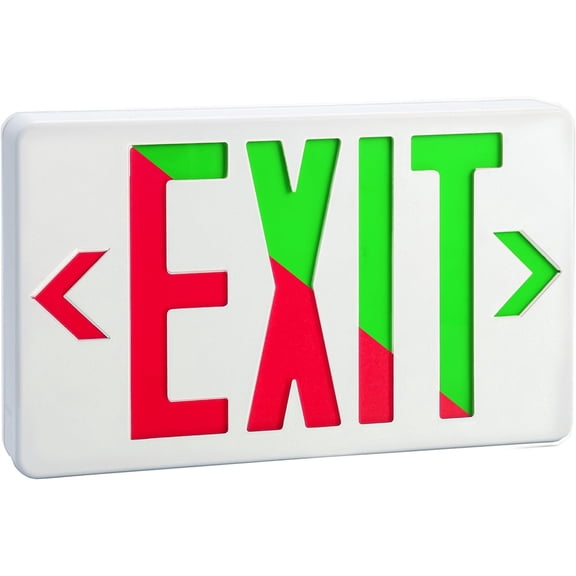 Sampson Dual-Color LED Exit Emergency Combo Light with Self-Diagnostic Option - White
