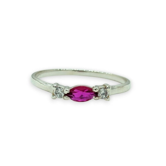 Samriddhi Creations Sterling Silver Synthetic Ruby Moissanite Statement Ring, Wedding Anniversary Ring, Gift For Wife