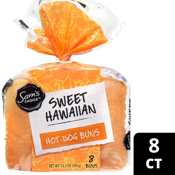 Sam's Choice Sweet Hawaiian Hot Dog Buns, 13.5 oz, 8 Count (Shelf Stable)