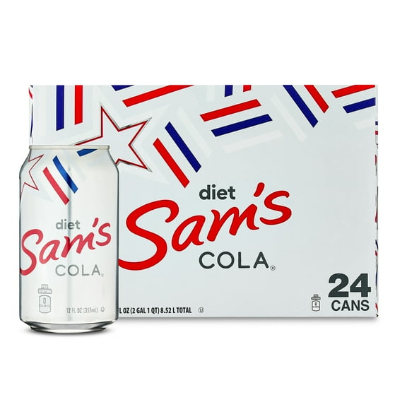Sams Cola Diet Soda Pop, 12 fl oz, 24 Pack Cans