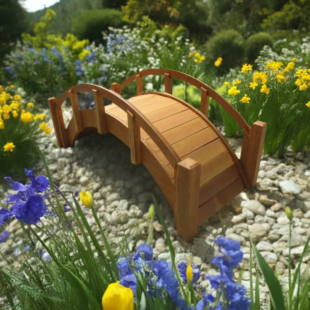 SamsGazebos Miniature Japanese Wood Garden Bridge, 25-Inch