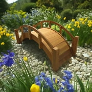 SamsGazebos Miniature Japanese Wood Garden Bridge, 25-Inch, Tan, Waterproofed