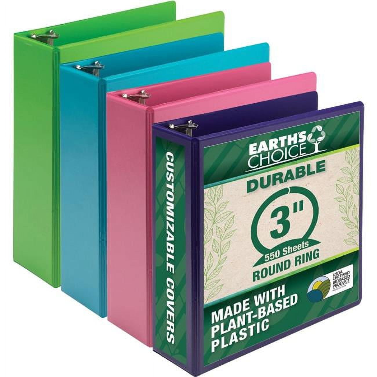 Samsill 3 in. Earthchoice Durable View Binder, Assorted Color - Pack of 4
