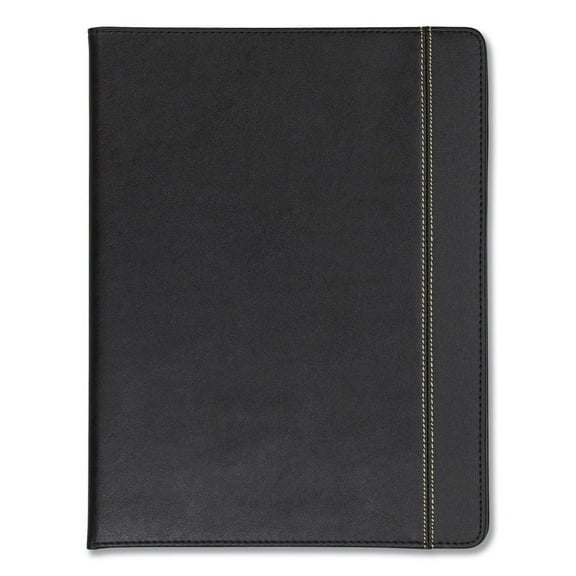 Samsill 71220 Slimline Leather-Look/Faux Reptile Trim Writing Pad Padfolio - Black