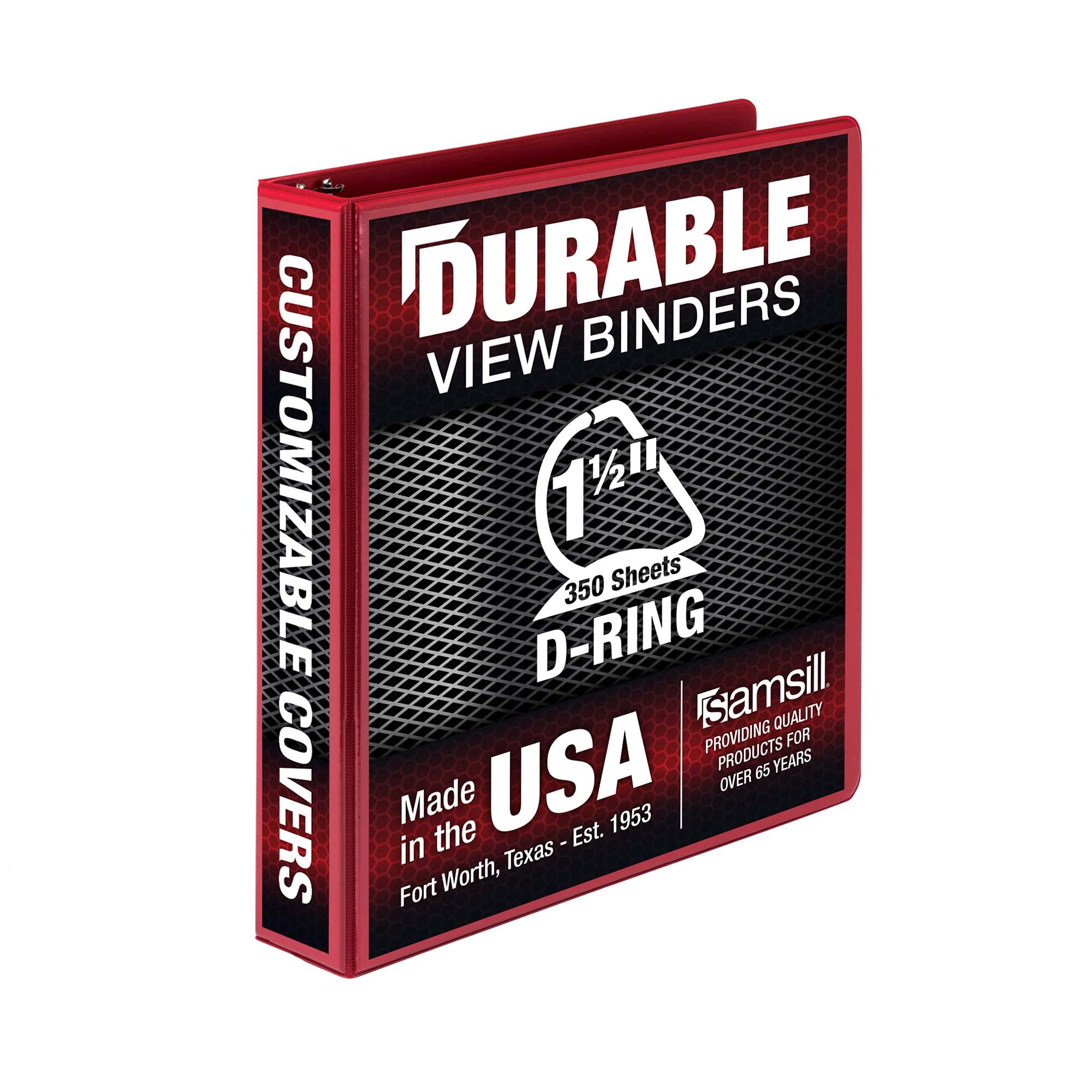 Samsill Durable 1.5 Inch Binder, Made in the USA, D Ring Binder, Customizable Clear View Cover