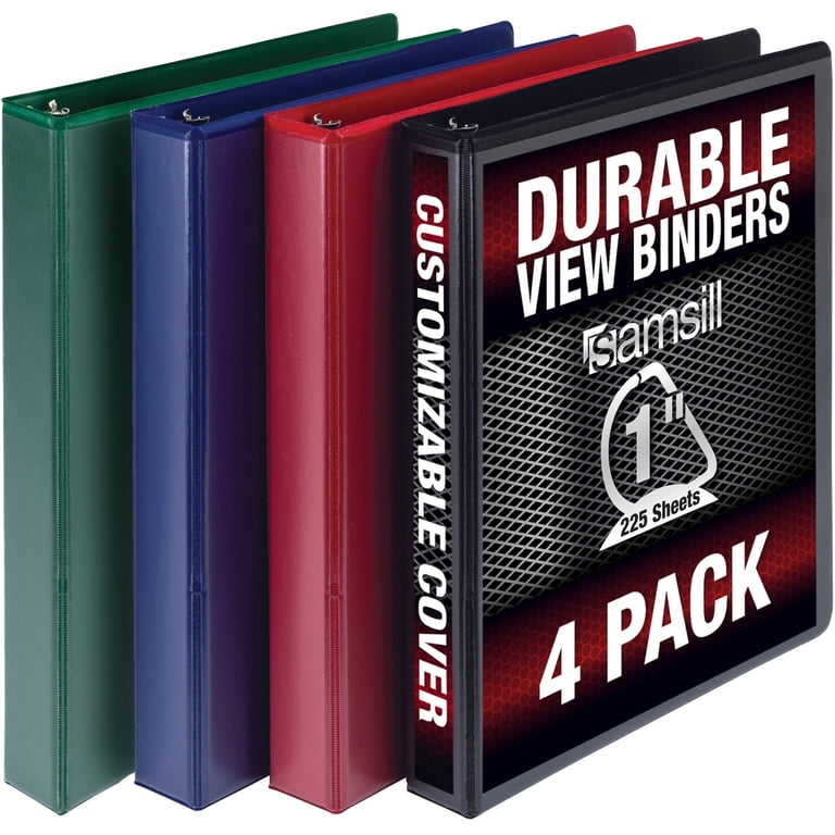 Samsill Durable 1 Inch Binder - Basic Assortment - 4 Pack, Black