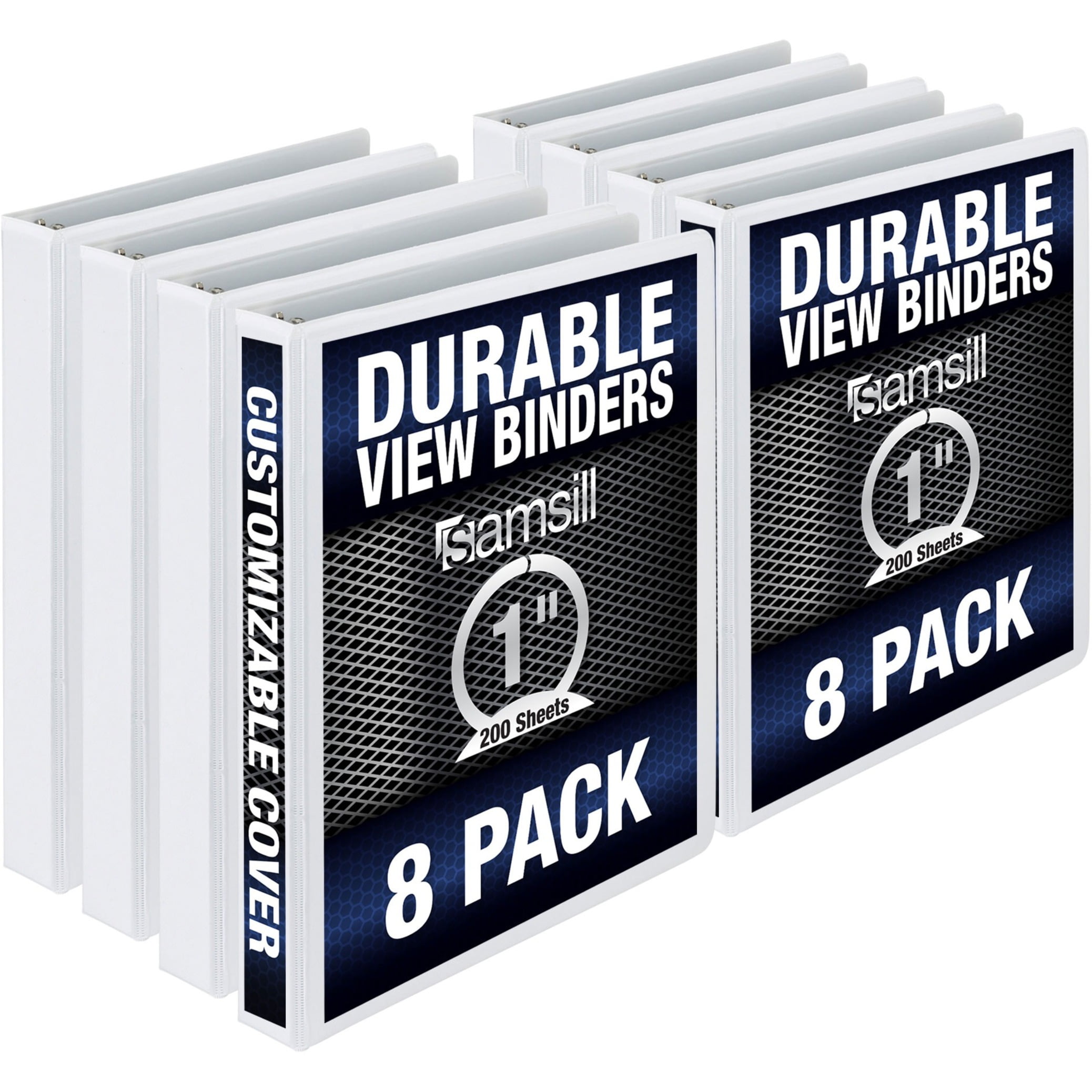 Samsill Durable 1 Inch Round Ring View Binder - White 8 Pack, White, 8 / Pack (Quantity)
