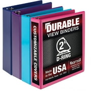 Samsill Durable 2 Inch View D-Ring Binder - Fashion Assortment 4 Pack, Assorted, 4 / Pack (Quantity)