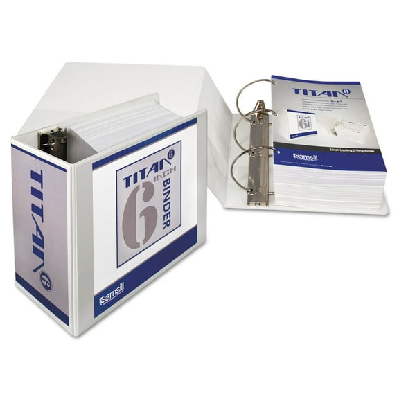 Samsill Durable 6" Locking D-Ring View Binder, White