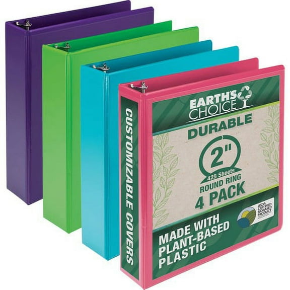 Samsill Earthchoice Durable View Binder - 2" Binder Capacity - Letter - 8 1/2" x 11" Sheet Size - 425 Sheet Capacity - 3 x Round Ring Fastener(s) - 2 Internal Pocket(s) - Chip | Bundle of 5 Packs