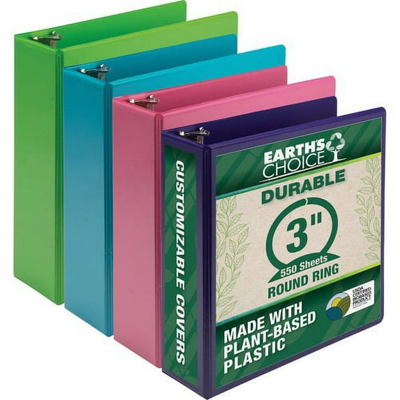 Samsill Earthchoice Durable View Binder - 3" Binder Capacity - Letter - 8 1/2" x 11" Sheet Size - 550 Sheet Capacity - 3 x Round Ring Fastener(s) - 2 Internal Pocket(s) - Chipbo | Bundle of 2 Packs