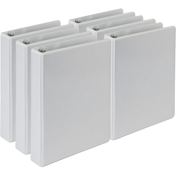Samsill Economy 1 Inch Mini 3 Ring Binder, Made in The USA, Round Ring Binder, Non-Stick Customizable Cover, White, 6 Pack