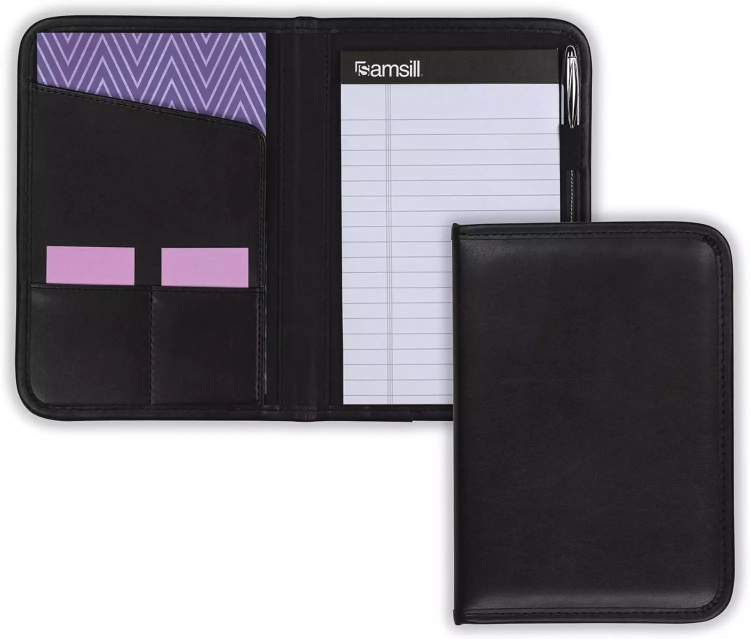 Samsill Mini Professional Padfolio, Business Portfolio, Black, Includes 5X8 Writ