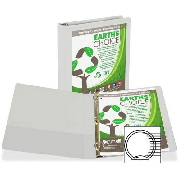 Samsill, SAM18937, Earth's Choice Biobased USDA Certified 1" View Binder, 1 Each, White