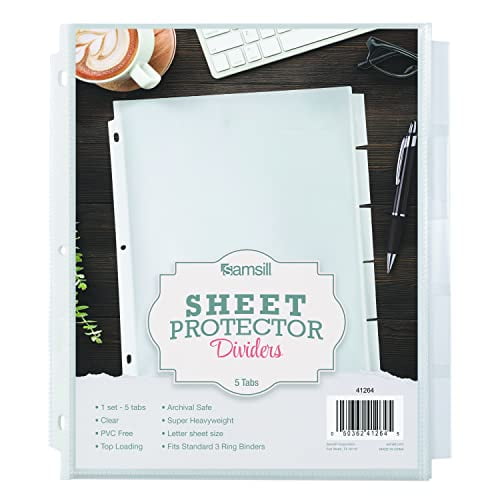 Samsill Sheet Protector Dividers, 8.5 x 11 Inch Page Protectors for 3 Ring Binder, Super Heavy