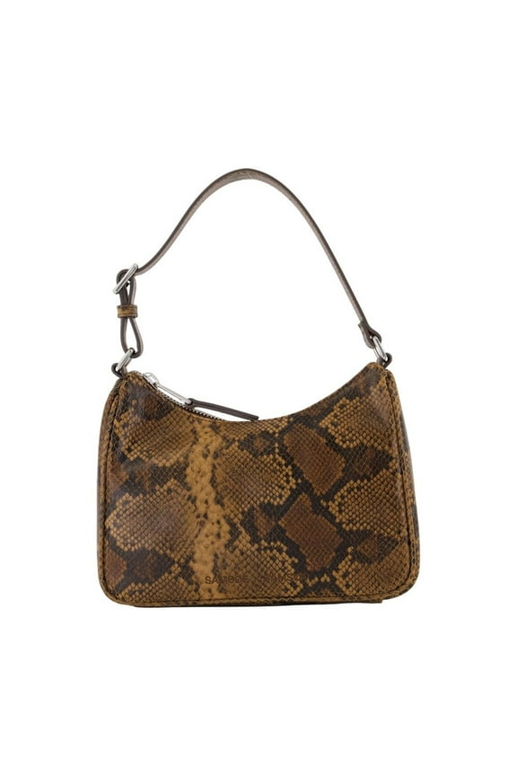 Women's Compact Snakeskin Pattern Shoulder Bag Brown