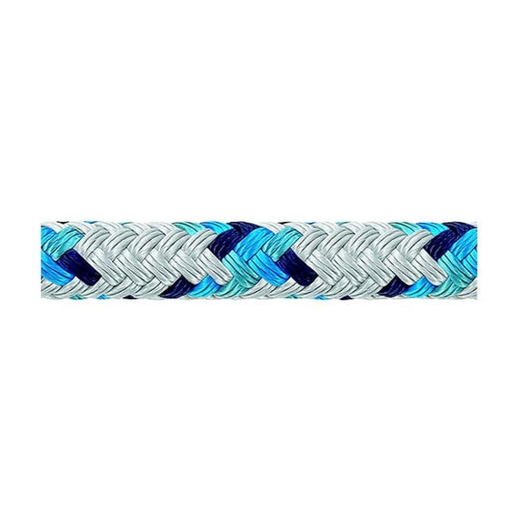 Samson 435026805030 XLS3 Yacht Braid, 13/32" (10mm) x 500', White w/Blue Tracer