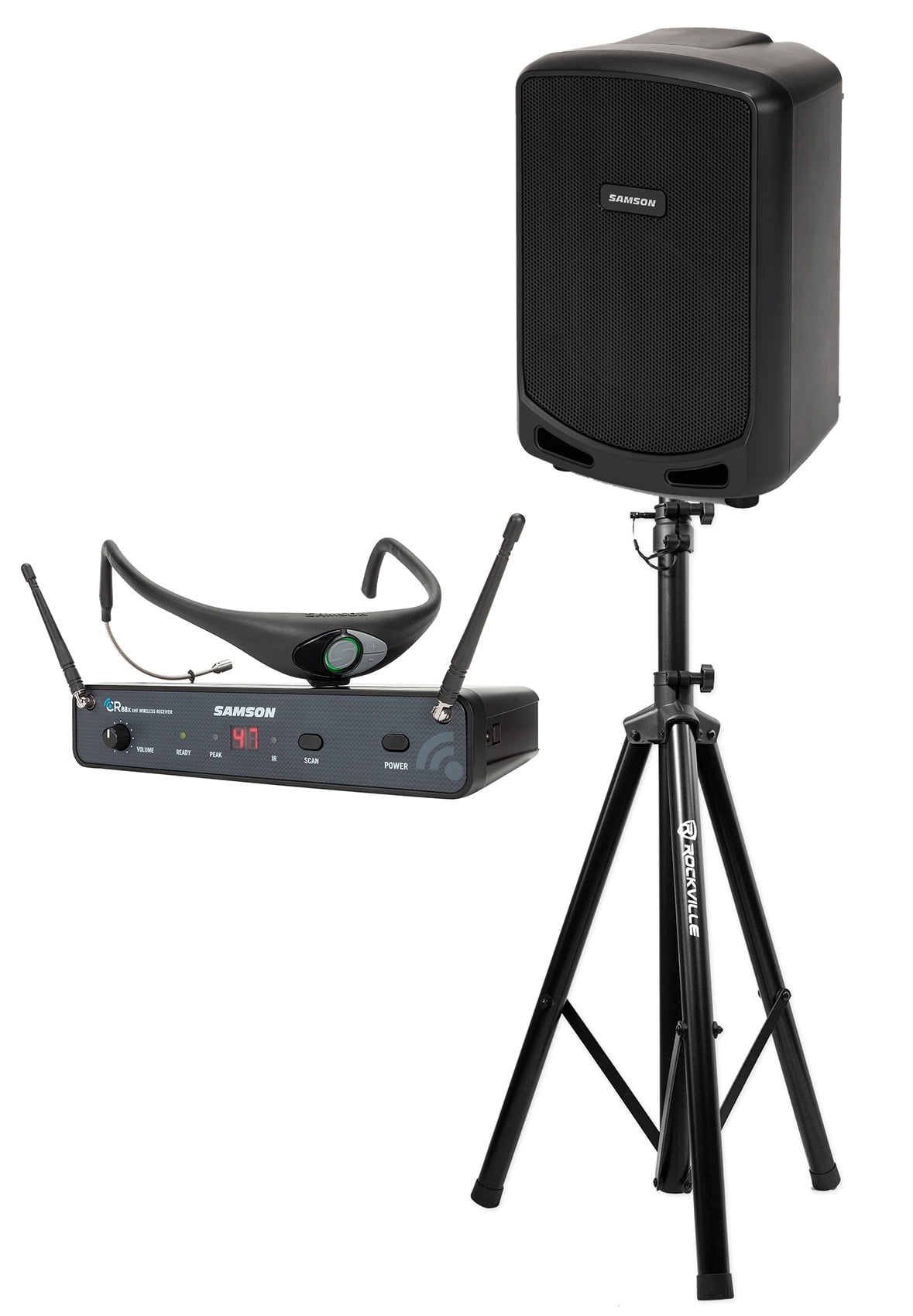 Samson Airline 88 Wireless Headset Mic+6" Speaker+Stand For Yoga/Spin/Pilates