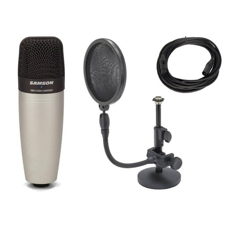 Samson C01 Condenser Microphone with Pop Filter, Microphone Stand, and Cable