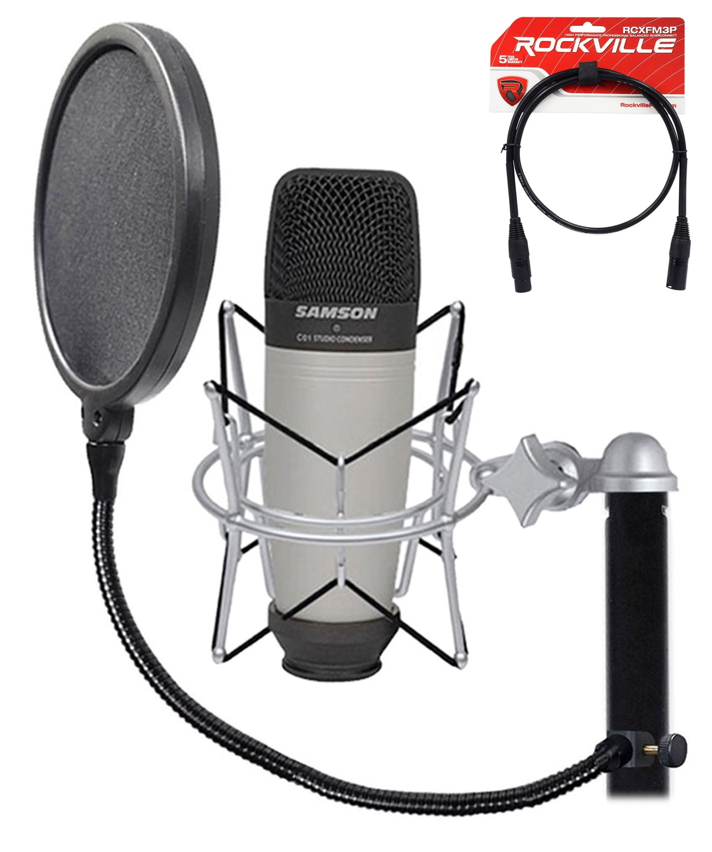 Samson C01 Studio Condenser Recording Microphone+Shock Mount+Pop Filter+ Cable - Walmart.com, image size:1422x1700