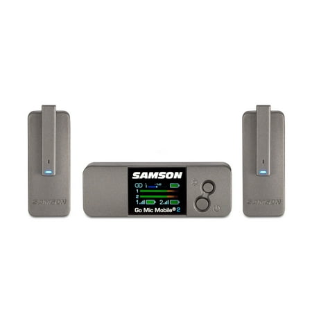 Samson Go Mic Mobile 2 Dual-Channel Digital Wireless Microphone System for Mobile Video with Charging Case