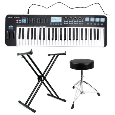 Samson Graphite 49-Key USB MIDI DJ Keyboard Controller w/Fader/Pads+Stand+Throne