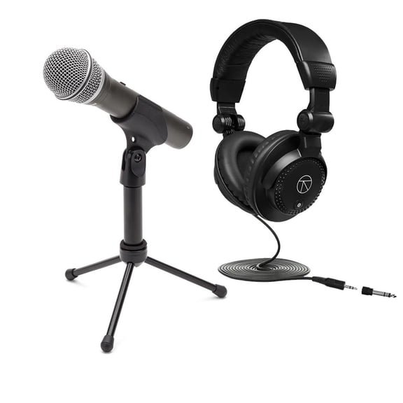 Samson Q2U Recording and Podcasting Pack with USB/XLR Dynamic Microphone, Bundle with TAPH100 Studio Monitor Headphones