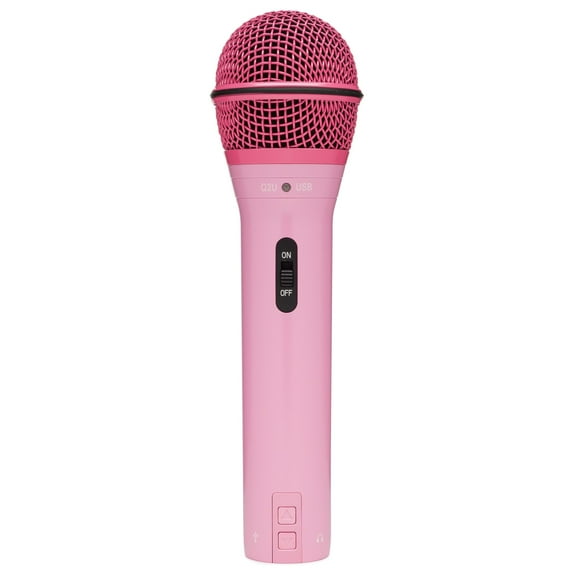 Samson Q2U USB and XLR Handheld Dynamic Microphone with Cardioid Polar Pattern for Podcasting and Live Streaming (Pink)