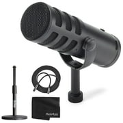 Samson Q9U XLR / USB ميكروفون بث ديناميكي + حامل ميكروفون مكتبي + كابل ميكروفون + قماش تنظيف