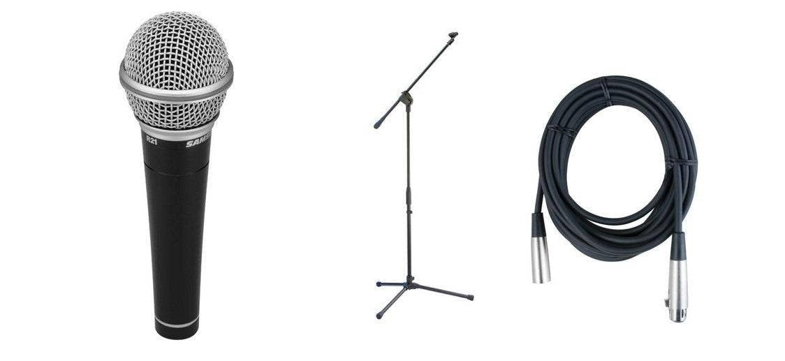 Samson R21S Dynamic Microphone MK10 Boom Stand; Mic Cable with XLR Connectors Value Pack