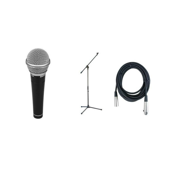 Samson R21S Dynamic Microphone MK10 Boom Stand; Mic Cable with XLR Connectors Value Pack