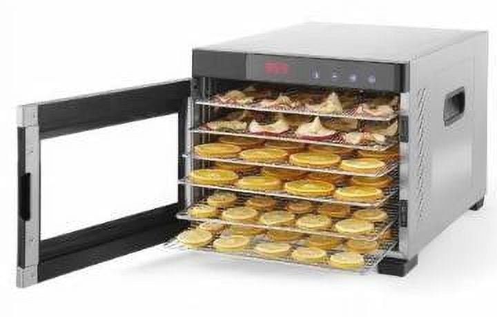 Silent Stainless Steel 6-Tray Digital Food Dehydrator with Glass Door