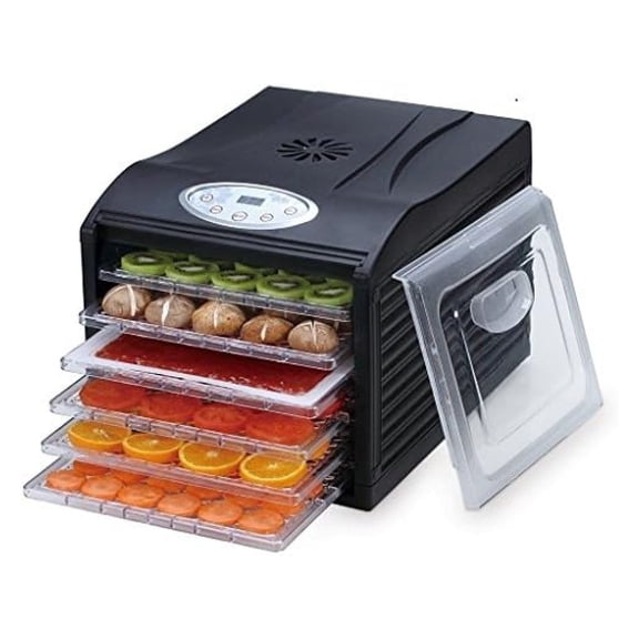 Samson Silent Dehydrator 6-Tray with with Digital Timer and Temperature Control for Fruit, Vegetables, Jerky, , Dog Treats, Fruit Leathers and More