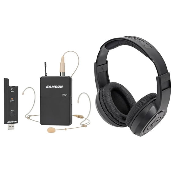 Samson Stage XPD2 Wireless Live Stream Podcast Broadcast Headset Mic+Headphones