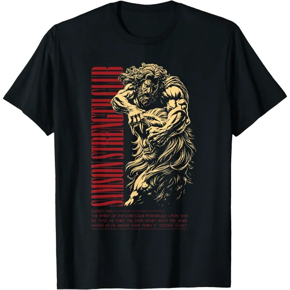 Samson Strength Club Lion Judges 14:6 Faith Design T-Shirt, Unisex T-Shirt