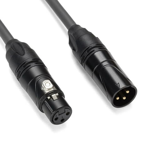 Samson Tourtek Pro 15' Quad Core Microphone Cable, Standard XLR-XLR Connector, 24 AWG, Gold Plug