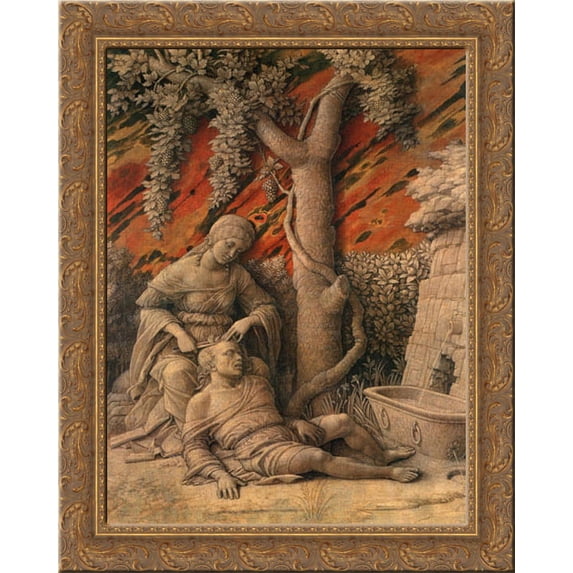 Samson and Delilah 20x23 Gold Ornate Wood Framed Canvas Art by Mantegna, Andrea