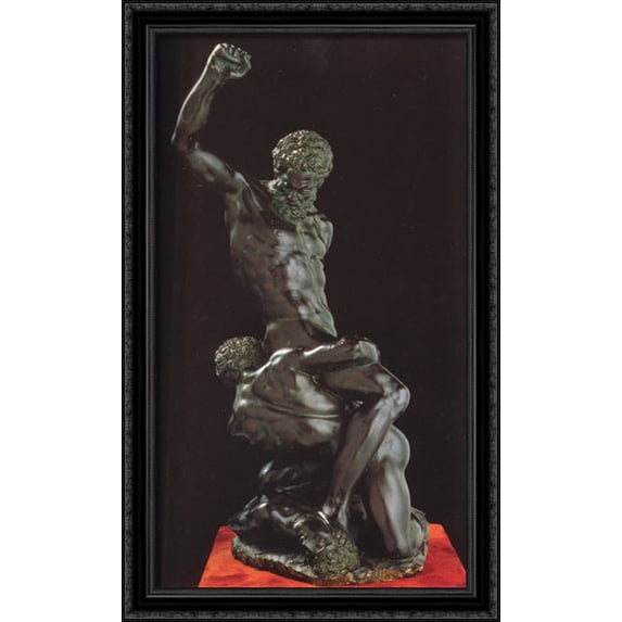 Samson and Two Philistines 24x40 Large Black Ornate Wood Framed Canvas Art by Michelangelo