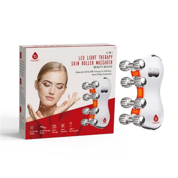Samsonic Trading LLTMR8 5 In 1 Pursonic LED Light Therapy Skin Roller Massager