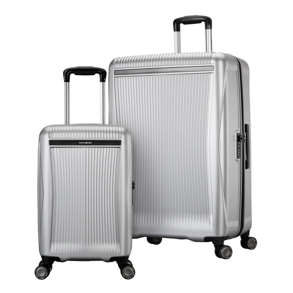 Samsonite Blackstone 2 Piece Hardside Expandable Spinner Luggage Set, Silver